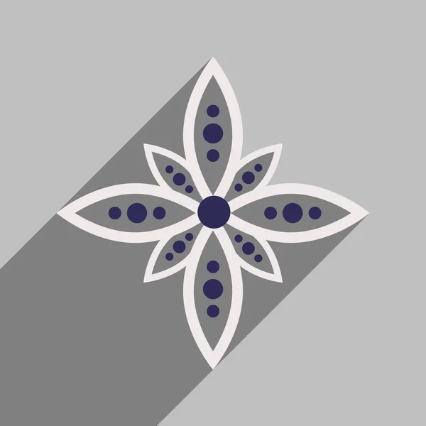 Icono plano moderno con flor india de sombra larga — Vector de stock