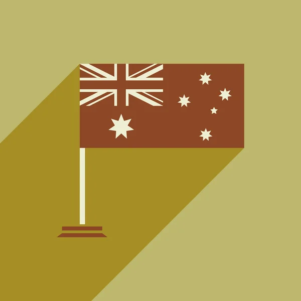 Ícone plano com bandeira longa sombra da Austrália — Vetor de Stock