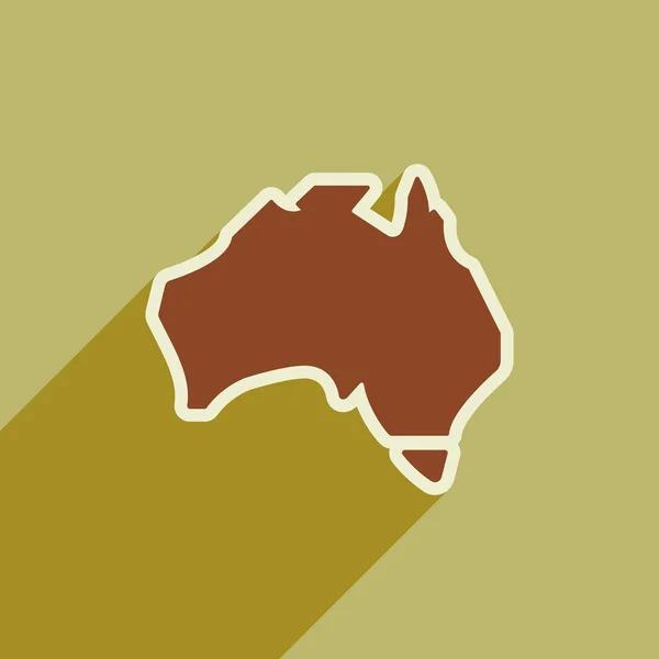 Ícone de plano com mapa de sombra longo de Austrália — Vetor de Stock