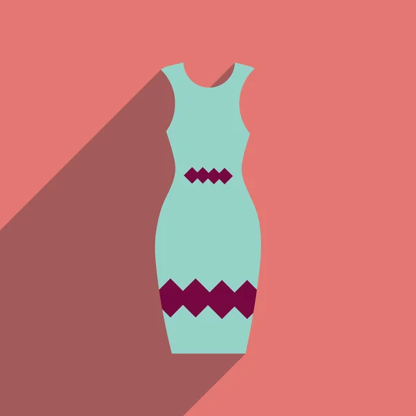 Επίπεδη εικόνα με πολύ σκιά κομψό φόρεμα — Διανυσματικό Αρχείο