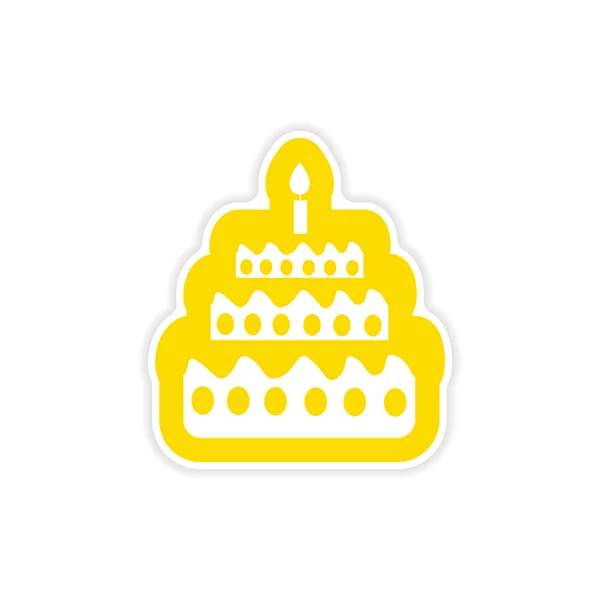 Etiqueta de papel elegante na vela de bolo de fundo branco —  Vetores de Stock