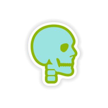 Beyaz arka plan insan kafatası üzerinde kağıt etiket