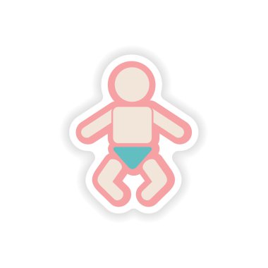 Kağıt etiket üzerinde beyaz arka plan yeni doğan bebek