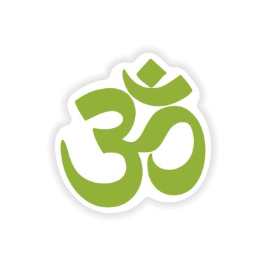 Kağıt etiket Hint om beyaz arka plan üzerinde oturum