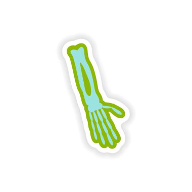 Beyaz arka plan kol kemiği üzerinde kağıt etiket