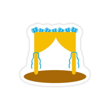 Beyaz arka plan düğün kemer üzerinde kağıt etiket