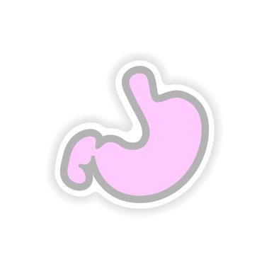 Beyaz arka plan insan mide kağıt etiket