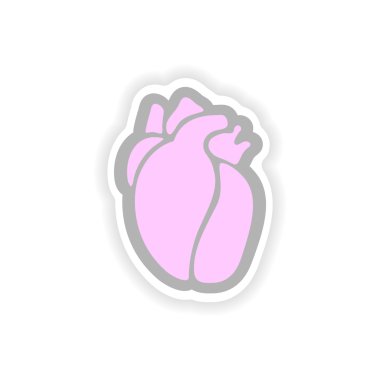 Beyaz arka plan insan kalp üzerinde kağıt etiket