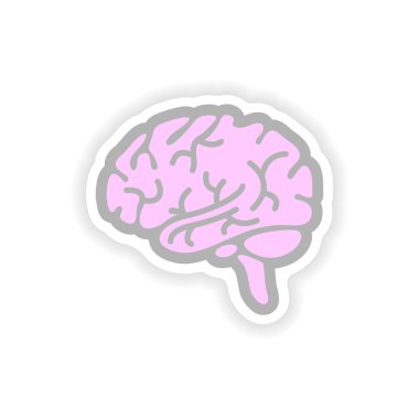 Beyaz arka plan insan beyni üzerinde kağıt etiket