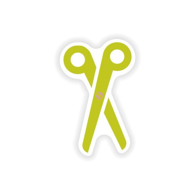 şık kağıt etiket üzerinde beyaz arka plan makas