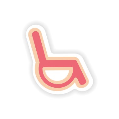 Beyaz arka plan tekerlekli sandalye üzerinde kağıt etiket