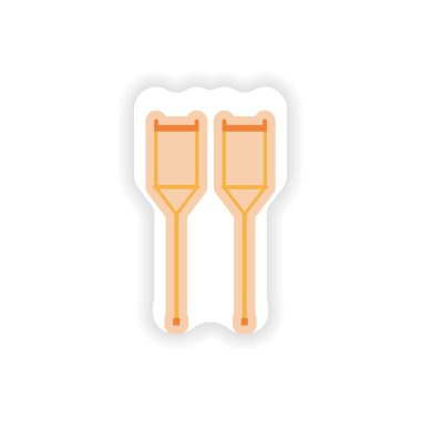 Kağıt etiket beyaz arka plan tıbbi koltuk değneği