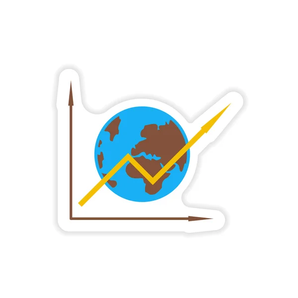 Stijlvolle sticker op papier schema en globe — Stockvector