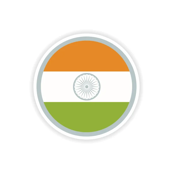 Kağıt etiket beyaz zemin üzerine Hindistan bayrağı — Stok Vektör