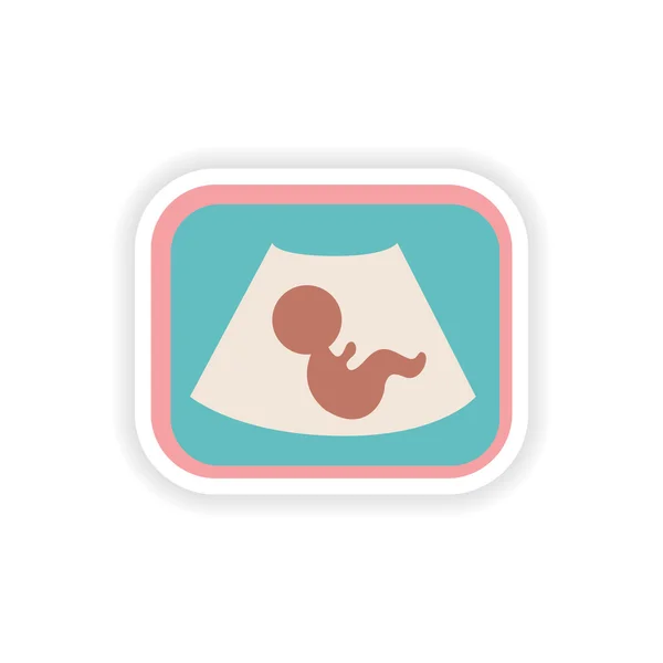 Papieraufkleber auf weißem Hintergrund Baby-Ultraschall — Stockvektor