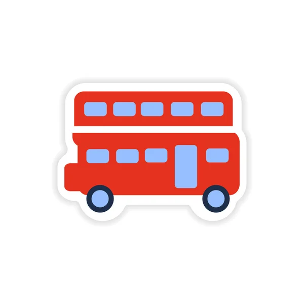 Paper sticker British double-decker bus on white background — Stock Vector