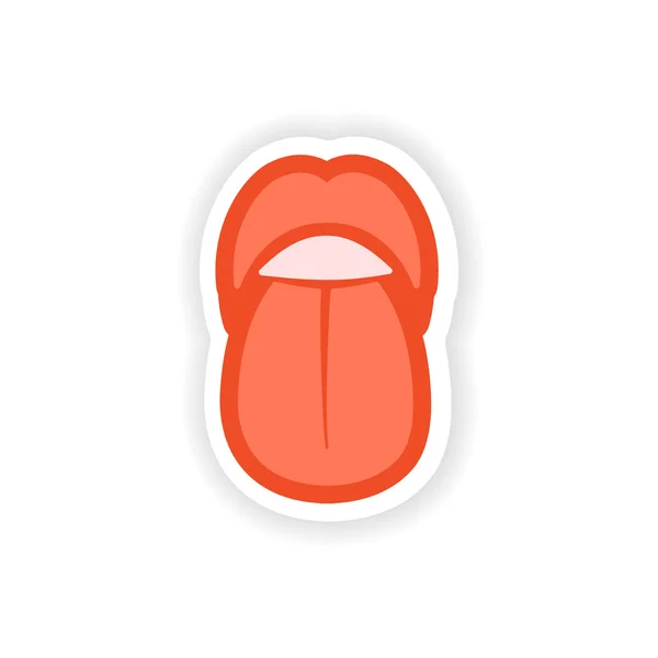 Αυτοκόλλητο χαρτί στο λευκό φόντο του στόματος και της γλώσσας — Διανυσματικό Αρχείο
