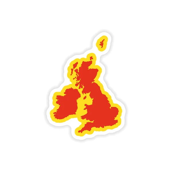 Papel autocolante mapa Grã-Bretanha no fundo branco — Vetor de Stock