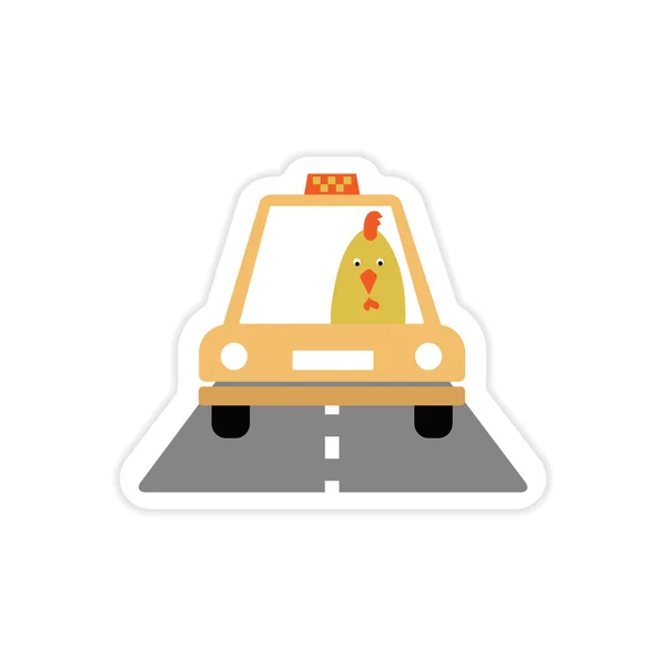 白い背景のコック タクシー ドライバーにスタイリッシュな紙ステッカー — ストックベクタ
