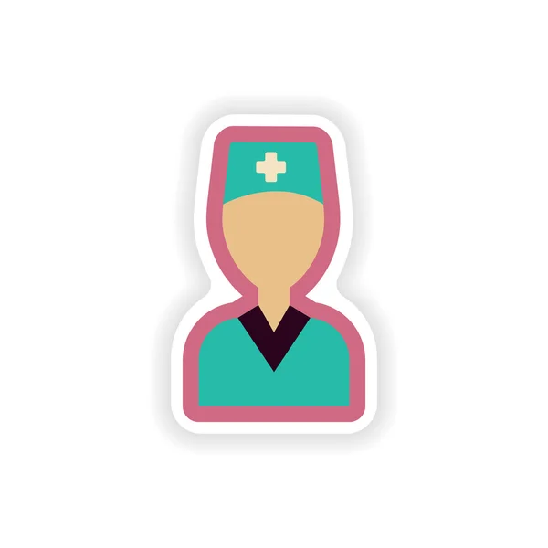 paper sticker on white background medical worker