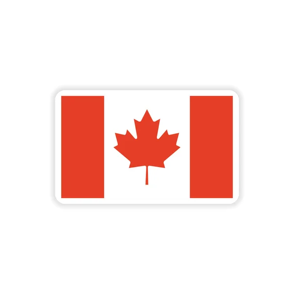 Pegatina de papel Bandera canadiense sobre fondo blanco — Vector de stock