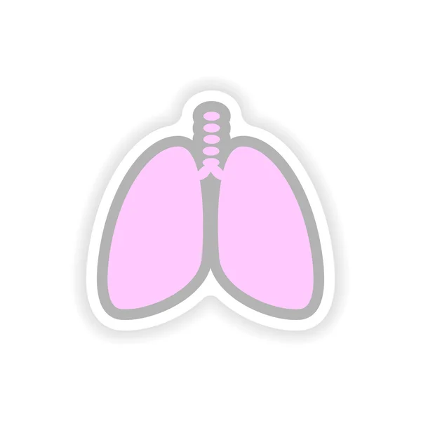 Papier sticker op witte achtergrond menselijke longen — Stockvector
