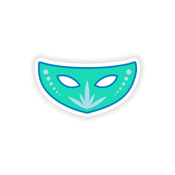 stylish paper sticker on white background carnival mask