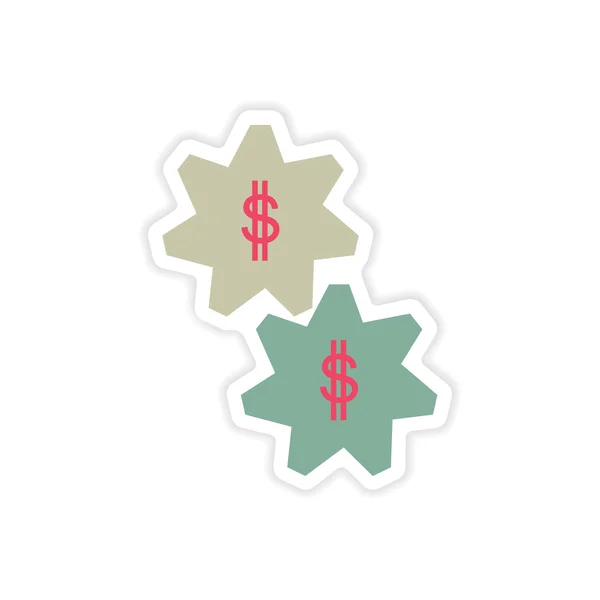 Etiqueta elegante em papel e moedas — Vetor de Stock