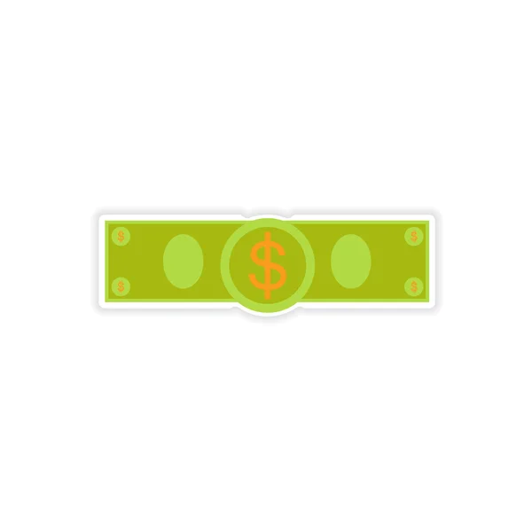 Stylish sticker on paper Dollar on white background — Stock Vector