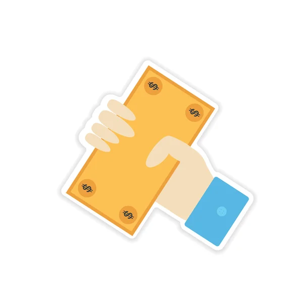 Stylish sticker on paper Money in hand — Stock Vector