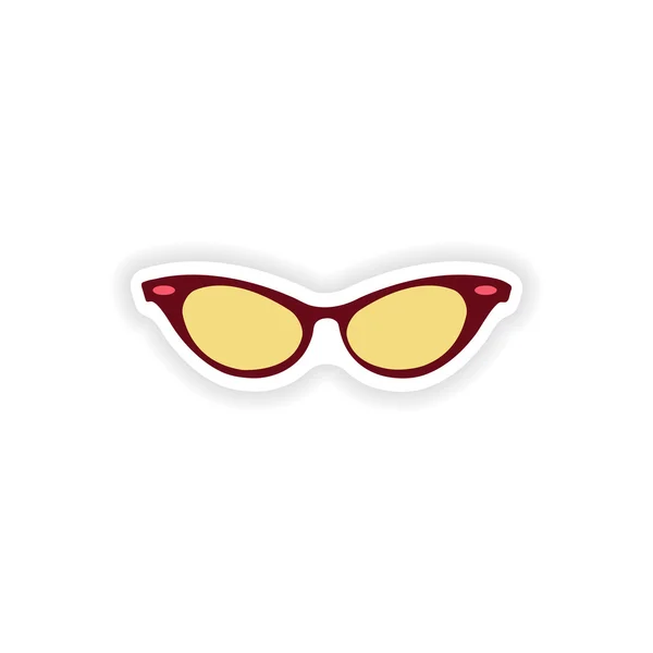 Pegatina de papel sobre gafas de fondo blanco mujeres — Vector de stock