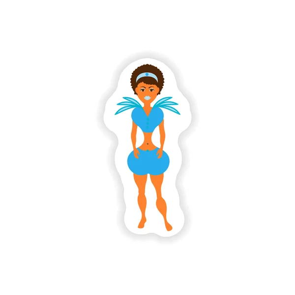 stylish paper sticker on white background Brazilian dancer