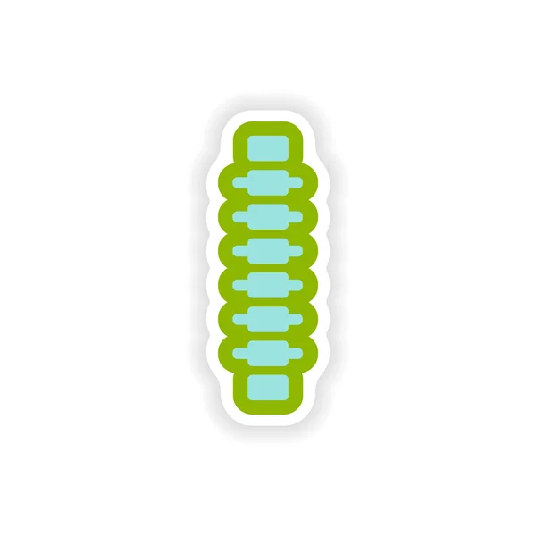 Paper sticker on white background human spine — Stock Illustration Paper sticker on white background human spine Stock Vector