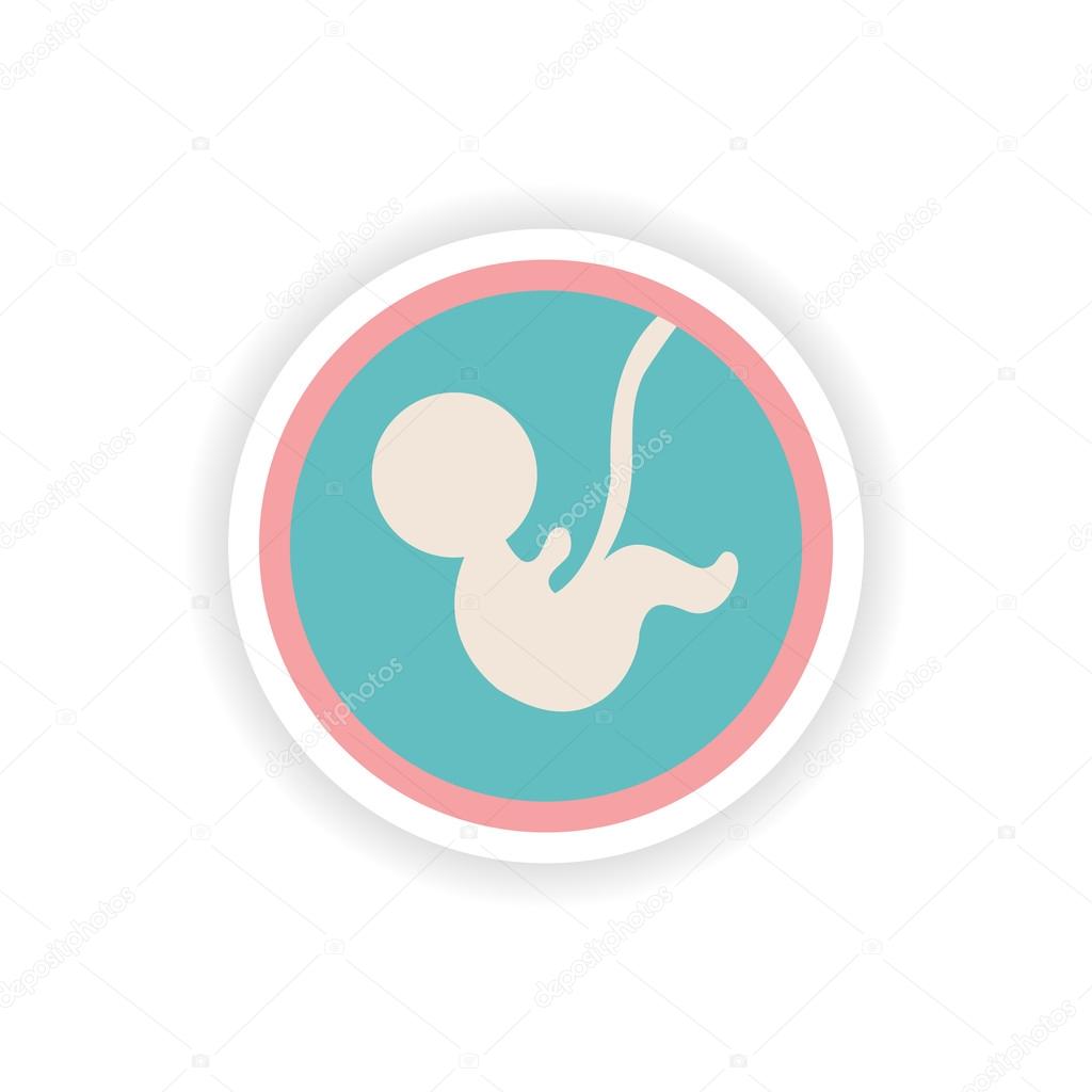 paper sticker on white background child in womb