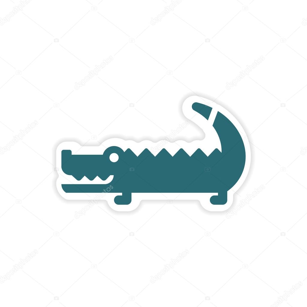 Paper sticker Australian crocodile on white background