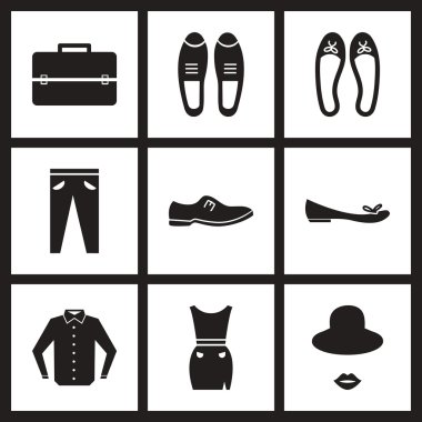 Siyah ve Beyaz giysili kavramı düz simgeler