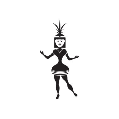 Siyah ve beyaz karnaval dansçı düz simgesi