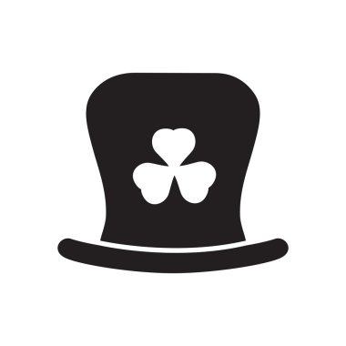 Siyah ve beyaz İrlandalı şapkalı düz simgesi