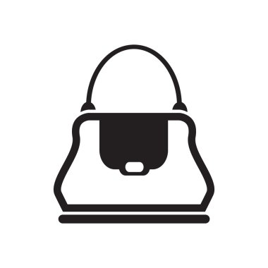 Siyah ve beyaz bayanlar çanta düz simgesi