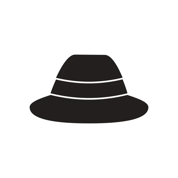 Icono plano en blanco y negro para hombre sombrero — Vector de stock