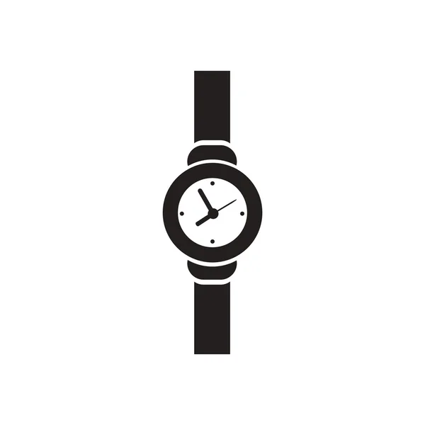 Плоская иконка в черно-белых наручных часах — стоковый вектор