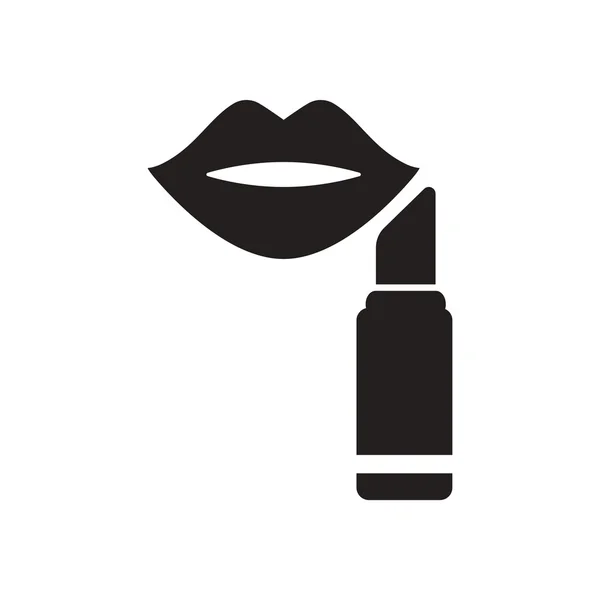 Flache Ikone in schwarz-weißen Lippenstift-Lippen — Stockvektor