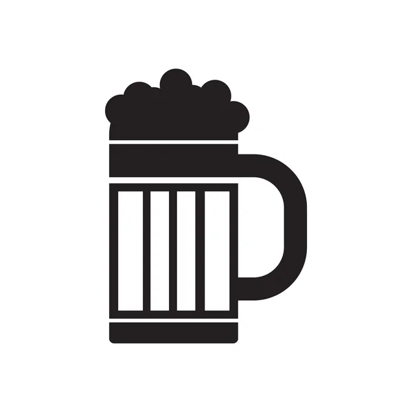 Flat icon in black and white glass of beer — Stock Vector