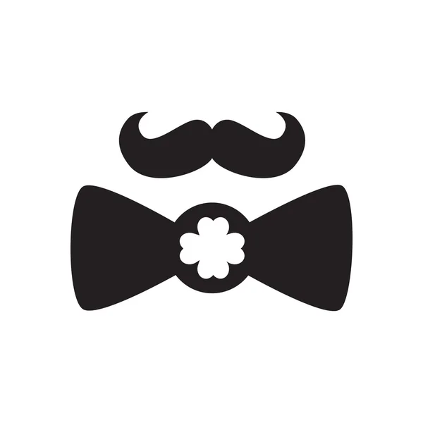 Flat icon in black and white mustache tie — Stock Vector
