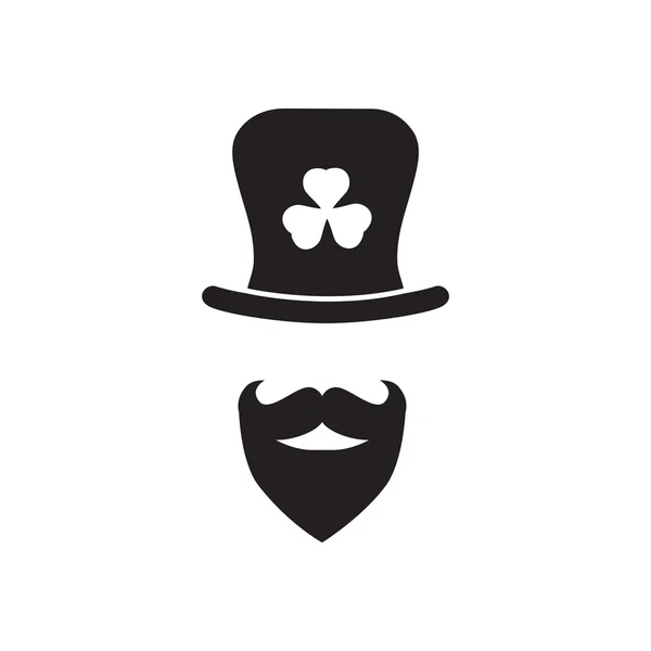 Icona piatta in bianco e nero uomo barba — Vettoriale Stock