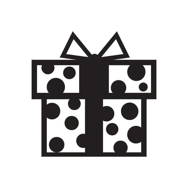 Icono plano en caja de regalo en blanco y negro — Archivo Imágenes Vectoriales