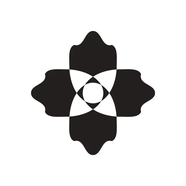 Icona piatta in fiore bianco e nero — Vettoriale Stock