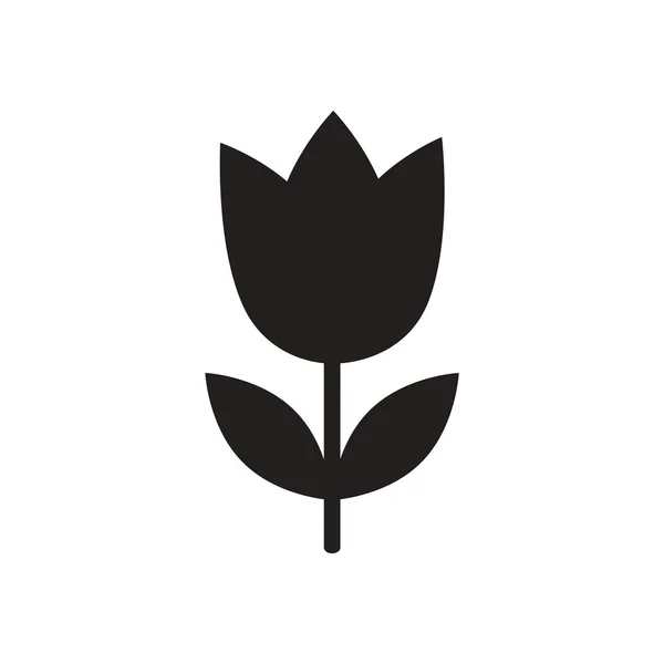 Icône plate en fleur noire et blanche — Image vectorielle
