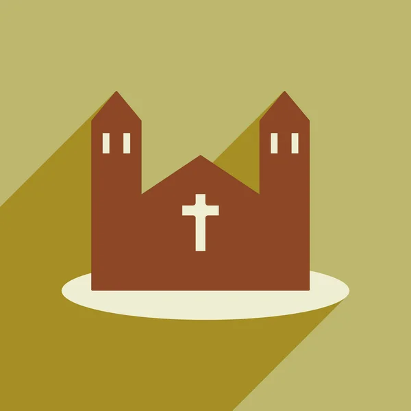 Flat web icon with long shadow church