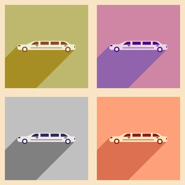 Ensemble d'icônes web plates avec longue limousine ombre — Image vectorielle